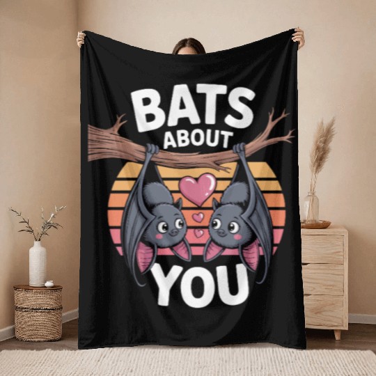 Bats About You Funny Bat Halloween Throw Blankets – Nayan