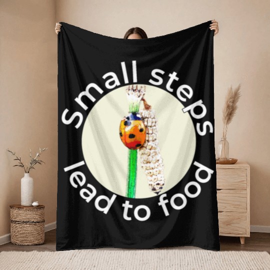 Small Steps – Ladybug White Text Throw Blankets