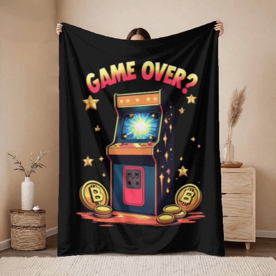 Retro Arcade Game Over Illustration Throw Blankets
