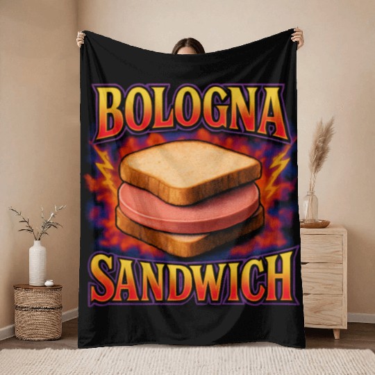 Bologna Sandwich Favorite Food Weird 90s Bologna Throw Blankets