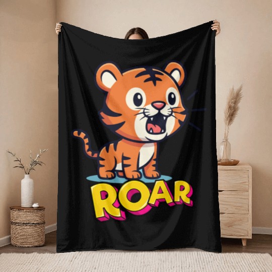 Cute Tigon Roar Kids Throw Blankets