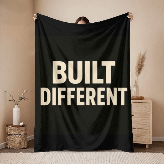 Empowering Built Different Motif Throw Blankets