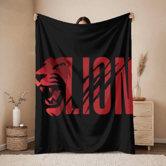 Vibrant Lion and Bold Typography Throw Blankets