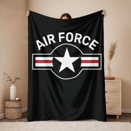 Vintage Air Force Emblem Illustration Throw Blankets