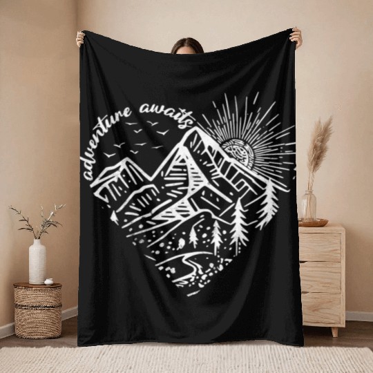 Sunrise Mountain Adventure Design Throw Blankets