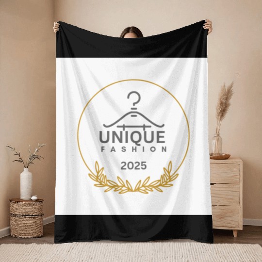 Black And Gold Minimalist Fashion Logo Throw Blankets