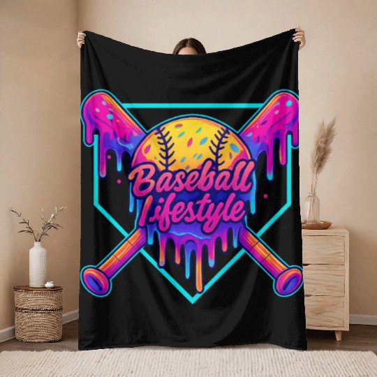 Baseball Lifestyle Apparel Youth Baseball Drip Ice Throw Blankets