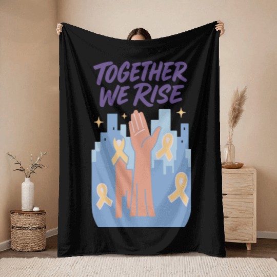 Together We Rise │ Childhood Cancer Awareness	 Throw Blankets