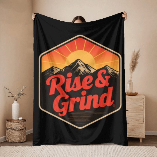 Rise & Grind – Motivational Design Throw Blankets