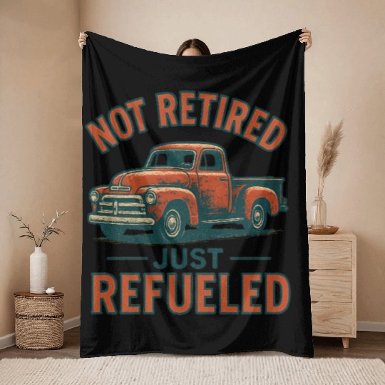 Vintage Pickup Truck Retirement Humor Throw Blankets