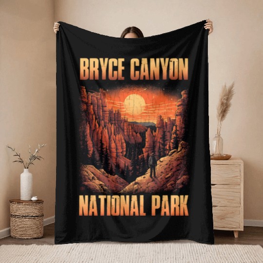 Bryce Canyon National Park Sunset Illustration Throw Blankets