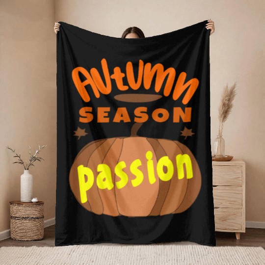 Autumn Passion Pumpkin Design Throw Blankets