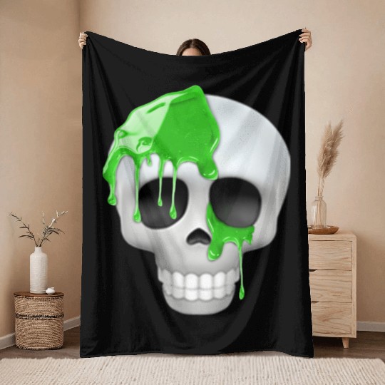 skull toxic emoticon Throw Blankets