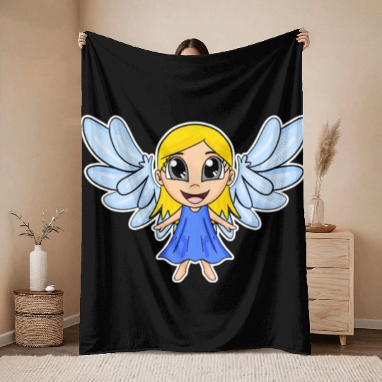 Cute Angel Girl Throw Blankets