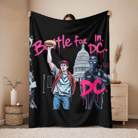 Free DC Sandwich Guy Banksy Style Street Art Throw Blankets