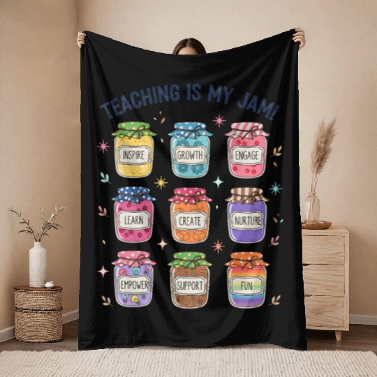 Teaching Is My Jam Cute Teacher Appreciation Throw Blankets