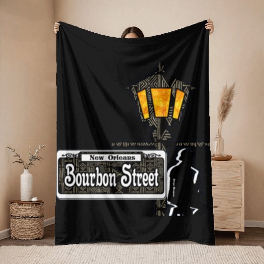 Bourbon Street Saxophonist  Throw Blankets