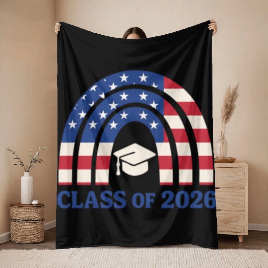 Senior 2026 | Graduation Class of 2026 Blue Design Throw Blankets