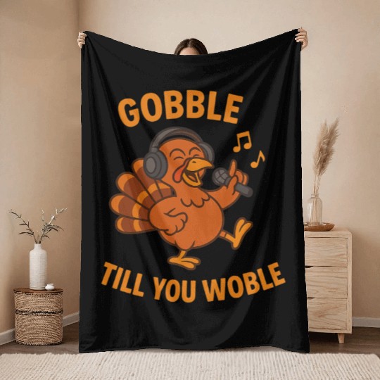 Music-loving Thanksgiving Turkey Design Throw Blankets