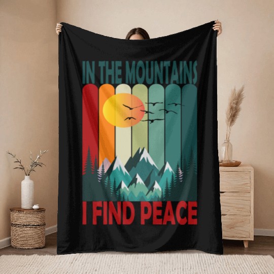 Mountain Sunset Peaceful Scene Throw Blankets