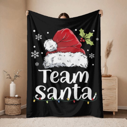 Team Santa Holiday Christmas Design Throw Blankets