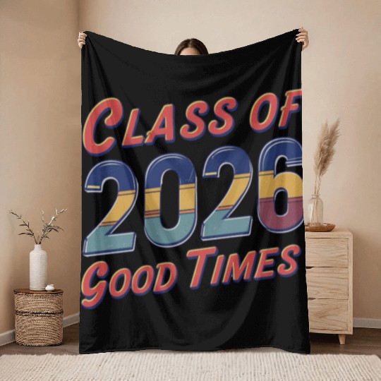 Class of 2026 Good Times Vintage Style Senior Throw Blankets