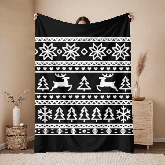 Festive Winter Wonderland Pattern Throw Blankets