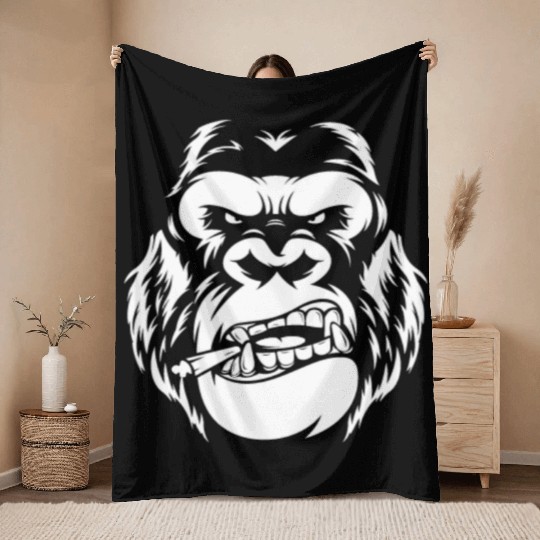 Bold Gorilla Reflection Design Throw Blankets