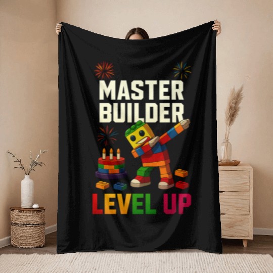 Master Builder Level Up Birthday Kids Party Throw Blankets