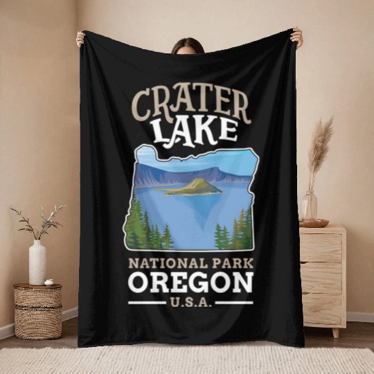Crater Lake National Park US Oregon Throw Blankets