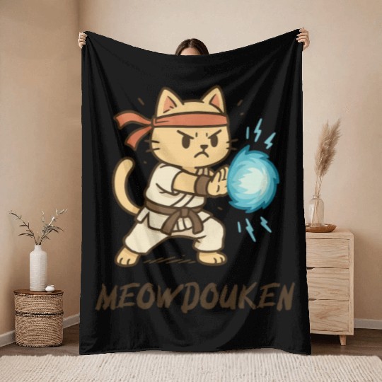Meowdouken Street Fighter Throw Blankets