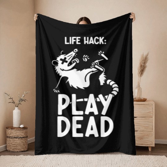 Life Hack Play Dead Illustration Throw Blankets