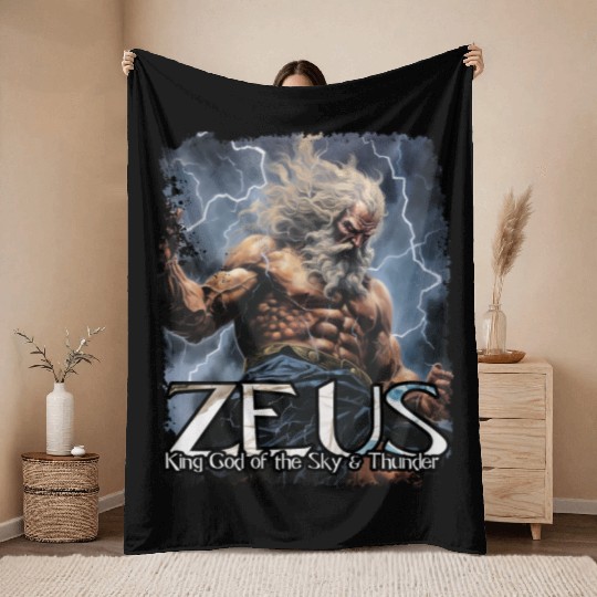 Zeus Thunder God Throw Blankets