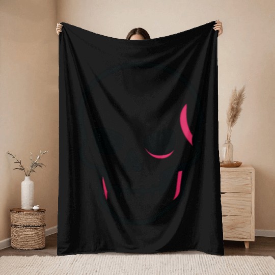 Neon Pink Skull Graphic Design Throw Blankets