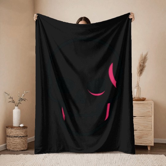 Neon Pink Skull Graphic Design Throw Blankets