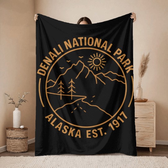 Denali Mountain Alaska National Park Throw Blankets