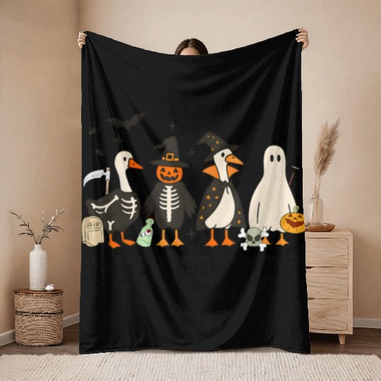 Just A Spooky Goose Halloween Costume Silly Goose Throw Blankets