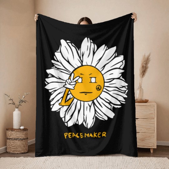 Peaceful Daisy Sunflowers Design Throw Blankets