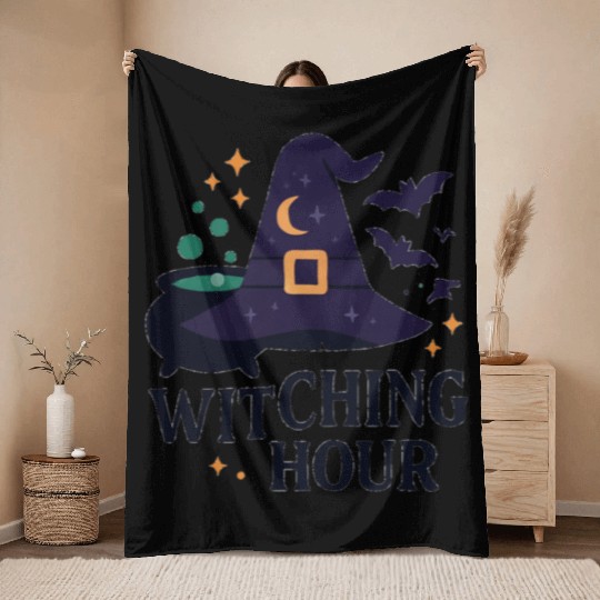 Witching Hour Night Scene Design Throw Blankets