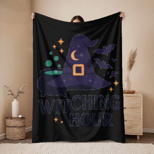 Witching Hour Night Scene Design Throw Blankets
