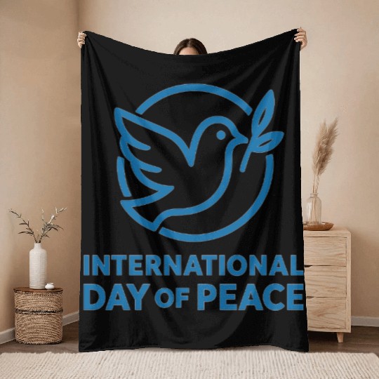Peace Dove with Olive Branch Illustration Throw Blankets