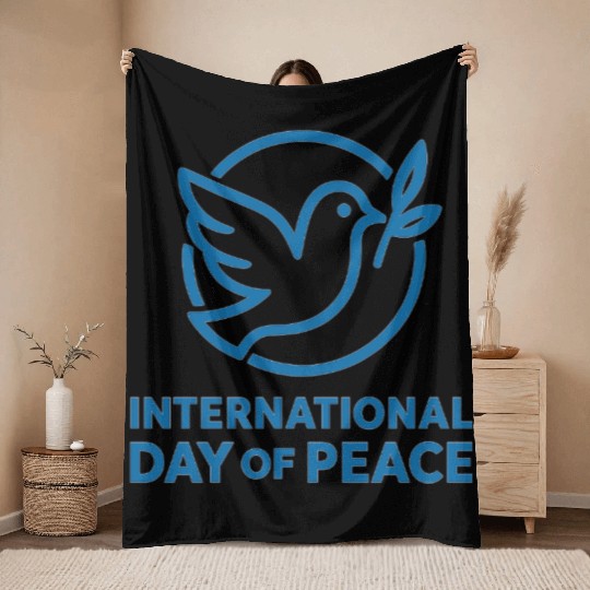 Peace Dove with Olive Branch Illustration Throw Blankets