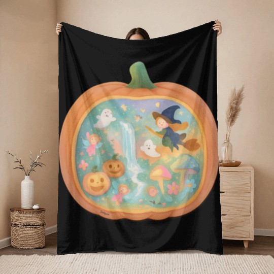 Cute Halloween Baby Friendly Pumpkin Throw Blankets