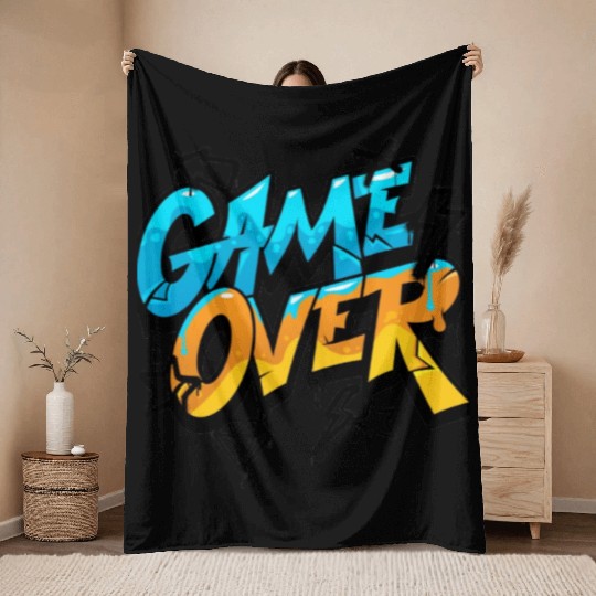 Graffiti Style Game Over Design Throw Blankets