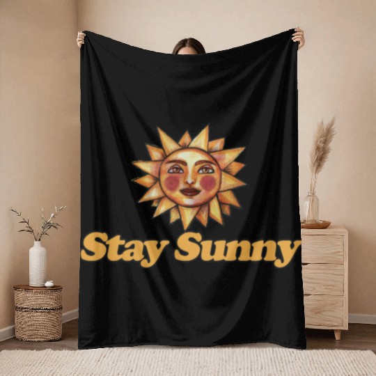 Sun and Smiley Face Motivational Design Throw Blankets