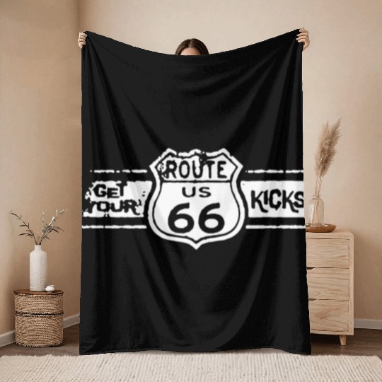 Get Your Kicks Route 66 Mechanics Work Classic Car Throw Blankets