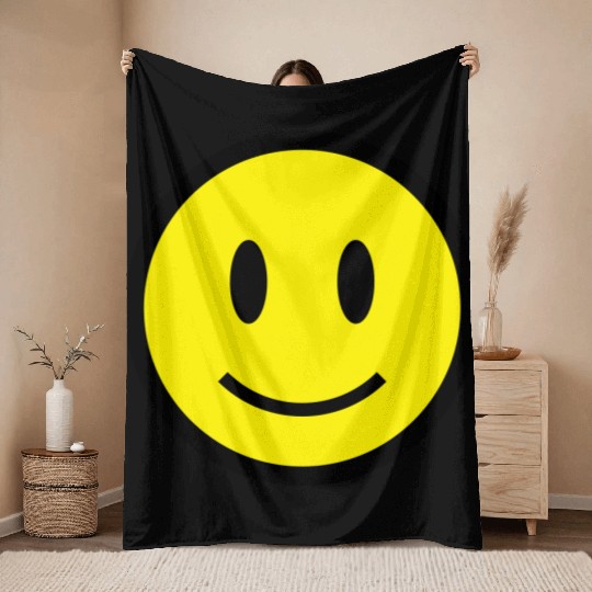 Smiley Face Icon 2c Throw Blankets