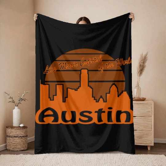 Austin Texas burnt orange Throw Blankets