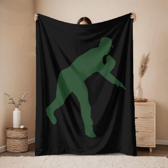 Baseball pitcher throwing a pitch Throw Blankets