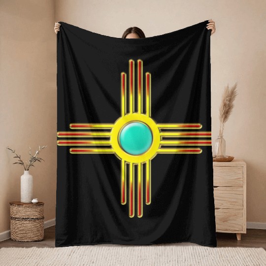 Zia Sun, Zia Pueblo, New Mexico, Sun Symbol, DD 1 Throw Blankets